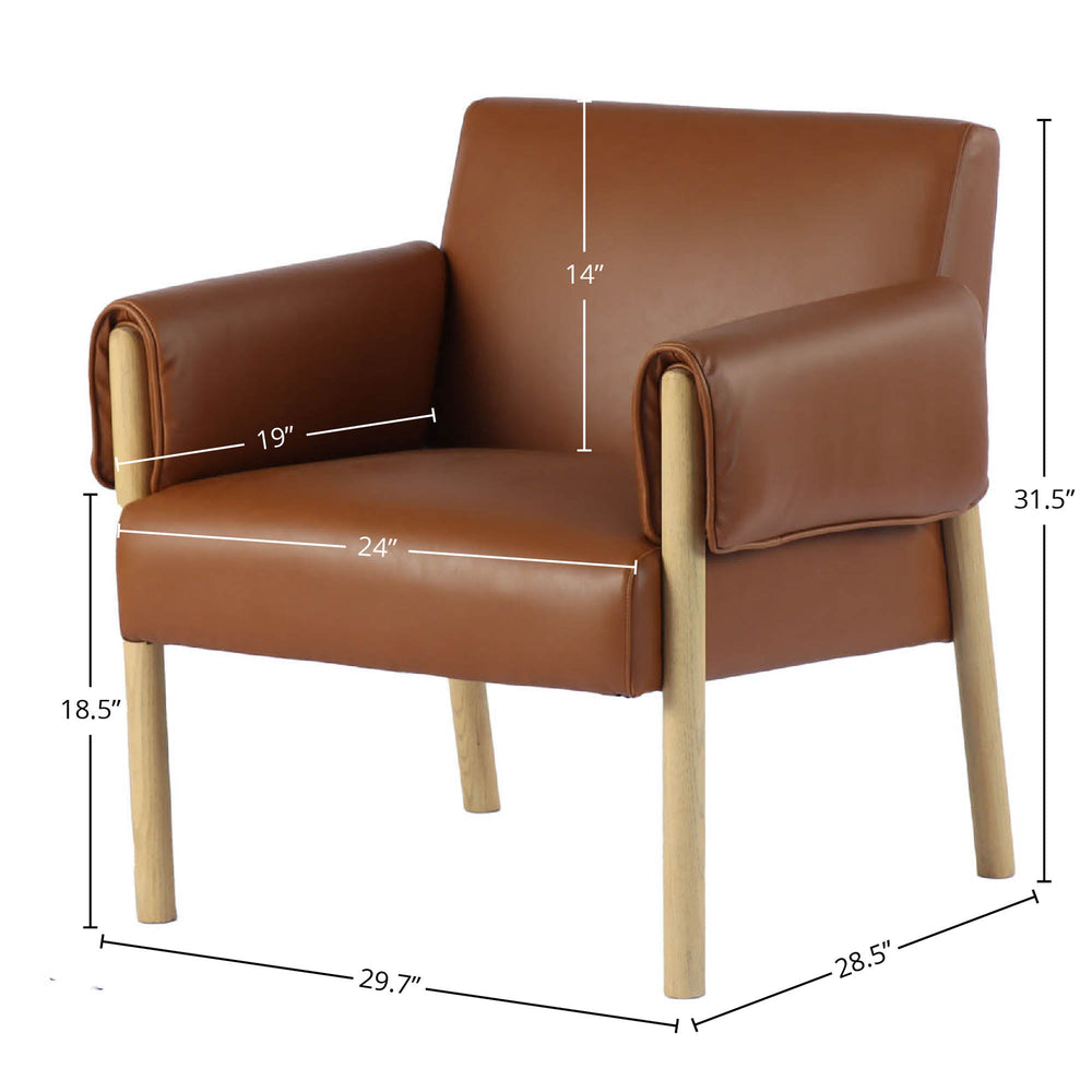 Lh Imports Forest Club Chair – Stylish Herringbone Design With Unique Armrests For Ultimate Comfort And Elegance Brown Ash,Pu Leather,Hd Pu Foam,Polyester Fiber Snh-68-s