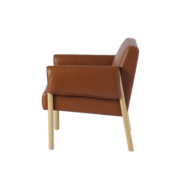 Lh Imports Forest Club Chair – Stylish Herringbone Design With Unique Armrests For Ultimate Comfort And Elegance Brown Ash,Pu Leather,Hd Pu Foam,Polyester Fiber Snh-68-s
