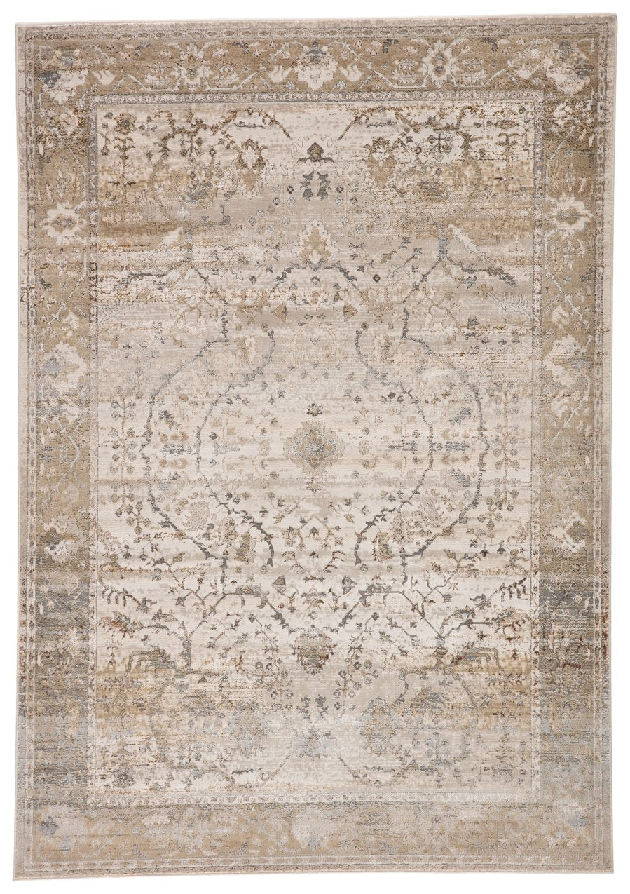 Jaipur Living Sinclaire Tajsa Snl02 Powerloomed Machinemade 35% Metallic Poly 35% Polypropylene 30% Polyester Traditional Medallion Indoor Rug Gray, Gold 35% Metallic Poly 35% Polypropylene 30% Polyester Rug146736