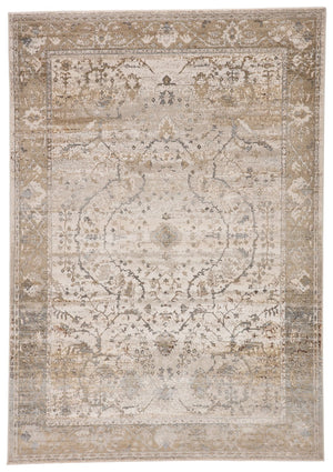Jaipur Living Sinclaire Tajsa Snl02 Powerloomed Machinemade 35% Metallic Poly 35% Polypropylene 30% Polyester Traditional Medallion Indoor Rug Gray, Gold 35% Metallic Poly 35% Polypropylene 30% Polyester Rug146736