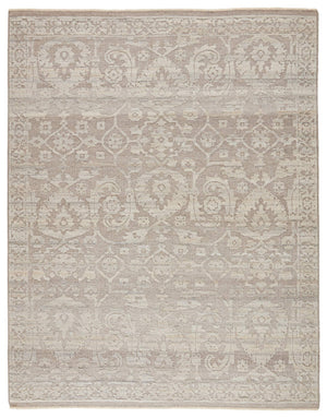 Jaipur Living Jaipur Living Sonnette Hand Knotted Brocade Viscose Rug Neutral Taupe Gray Fringe 9' x 12' RUG146563