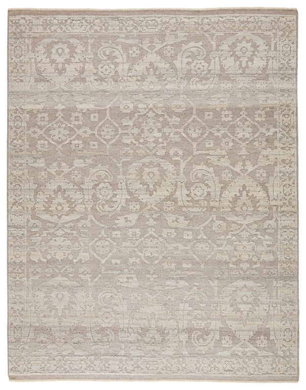 Jaipur Living Jaipur Living Sonnette Hand Knotted Brocade Viscose Rug Neutral Taupe Gray Fringe 9' x 12' RUG146563