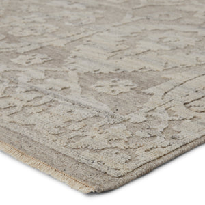 Jaipur Living Jaipur Living Sonnette Hand Knotted Brocade Viscose Rug Neutral Taupe Gray Fringe 9' x 12' RUG146563