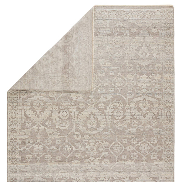 Jaipur Living Jaipur Living Sonnette Hand Knotted Brocade Viscose Rug Neutral Taupe Gray Fringe 9' x 12' RUG146563
