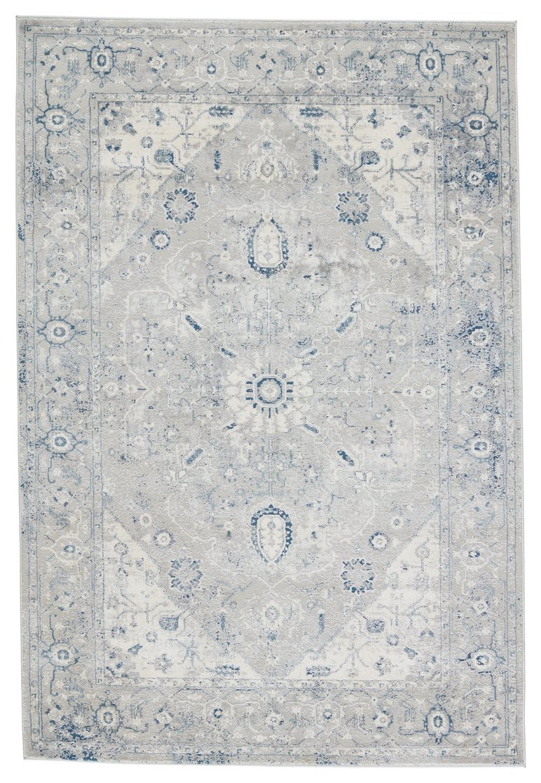 Jaipur Living Solace Dianella Soc02 Powerloomed Machinemade 57% Polypropylene 43% Polyester Traditional Medallion Indoor Rug Light Gray, Dark Blue 57% Polypropylene 43% Polyester Rug150993