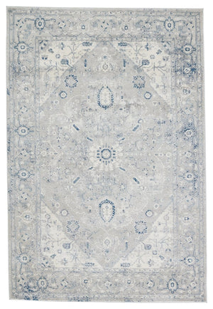 Jaipur Living Solace Dianella Soc02 Powerloomed Machinemade 57% Polypropylene 43% Polyester Traditional Medallion Indoor Rug Light Gray, Dark Blue 57% Polypropylene 43% Polyester Rug150993