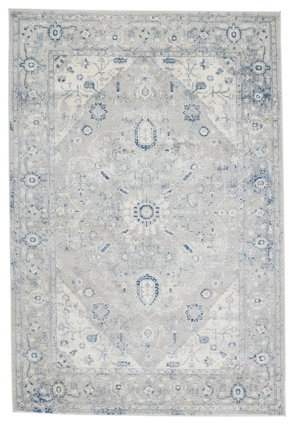 Jaipur Living Solace Dianella Soc02 Powerloomed Machinemade 57% Polypropylene 43% Polyester Traditional Medallion Indoor Rug Light Gray, Dark Blue 57% Polypropylene 43% Polyester Rug150993