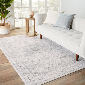 Jaipur Living Solace Ellington Soc06 Powerloomed Machinemade 53% Polypropylene 47% Polyester Traditional Medallion Indoor Rug Cream, Gray 53% Polypropylene 47% Polyester Rug151012