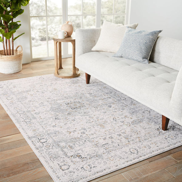 Jaipur Living Solace Ellington Soc06 Powerloomed Machinemade 53% Polypropylene 47% Polyester Traditional Medallion Indoor Rug Cream, Gray 53% Polypropylene 47% Polyester Rug151012