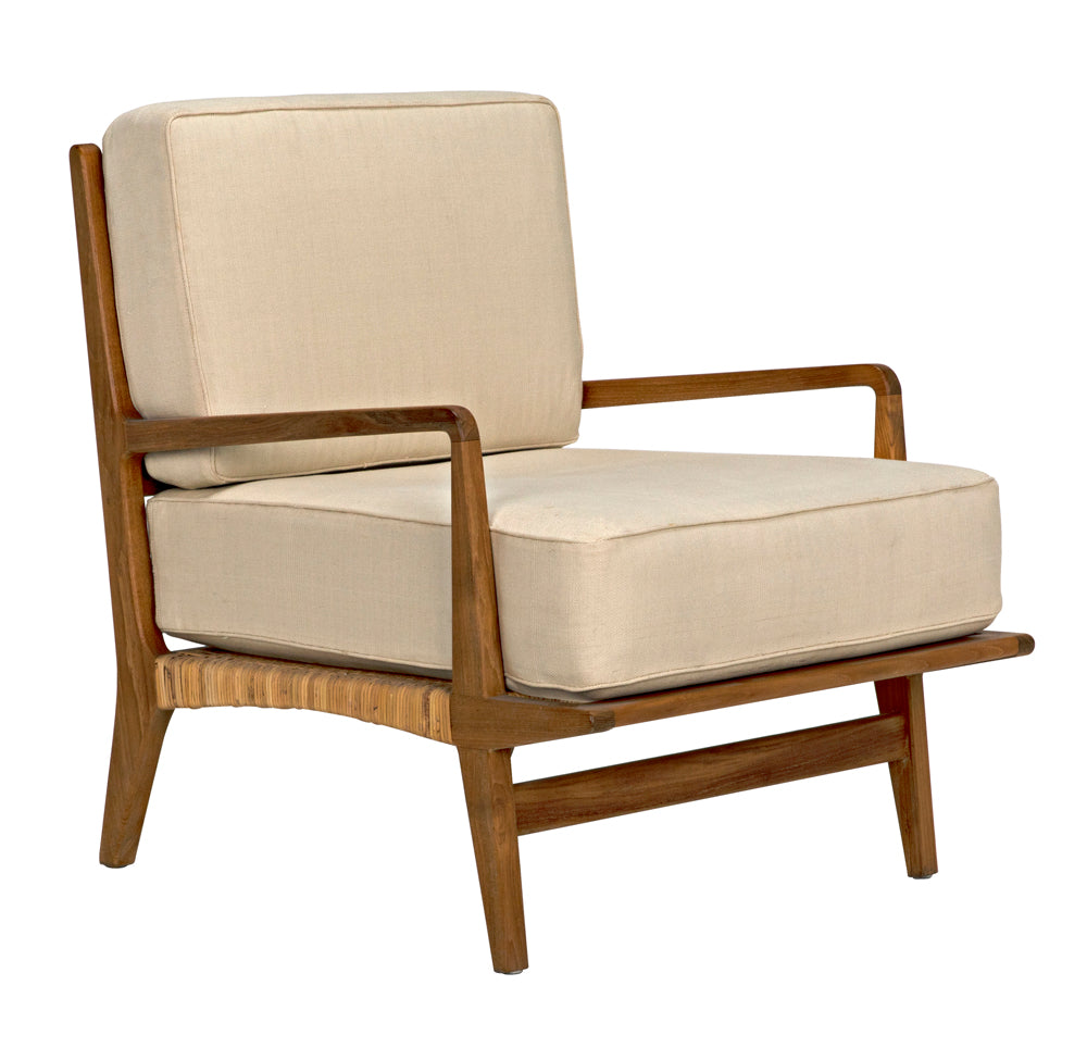 Noir Allister Handcrafted Teak Rattan Accent Chair Mid-century Style for Living Rooms SOF202T