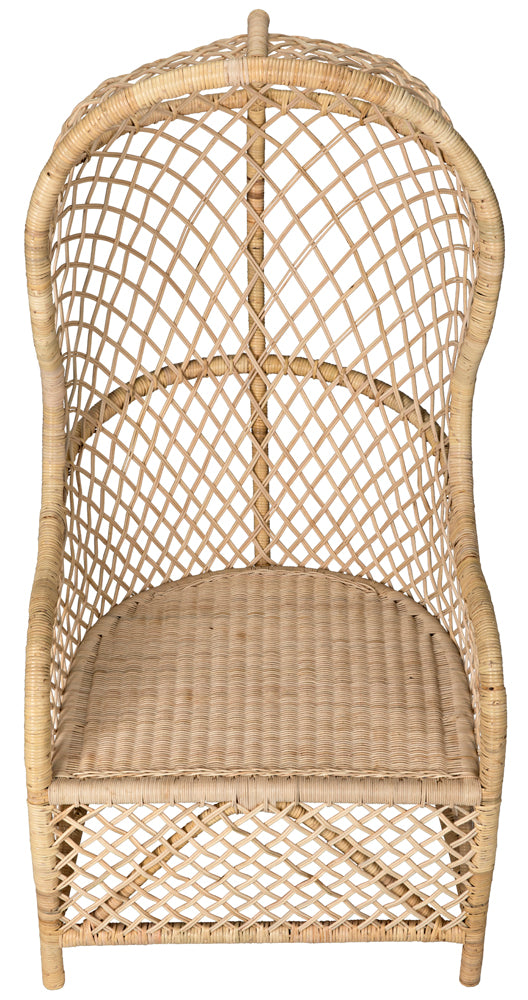 Gigi Hand-woven Natural Rattan Hooded Accent Chair for Sunroom or Porch