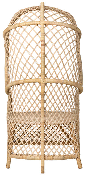 Gigi Hand-woven Natural Rattan Hooded Accent Chair for Sunroom or Porch