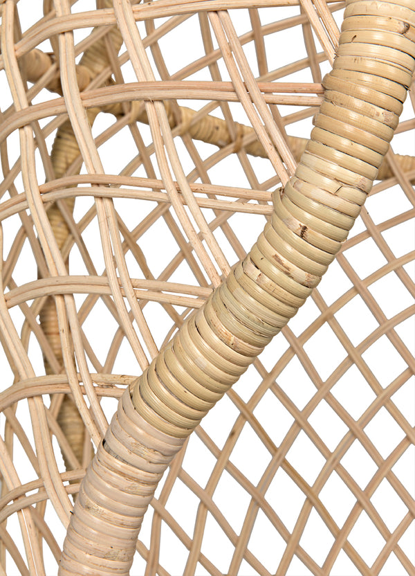 Gigi Hand-woven Natural Rattan Hooded Accent Chair for Sunroom or Porch