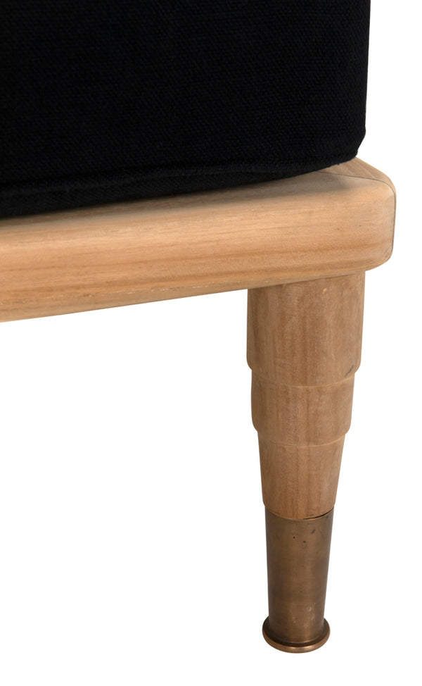 Murphy Solid Teak Accent Chair Handcrafted Indonesian Wood with Black Cotton Accents