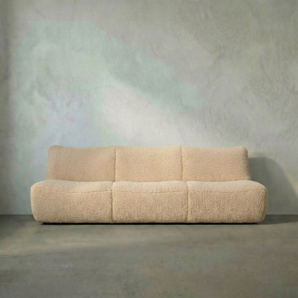 Mcclain Three Seat Sofa in Plush Teddy Fleece for Modern Living Rooms