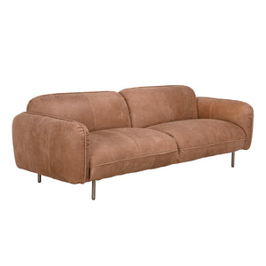 Noir Franklin Leather Sofa with Metal Frame Generously Padded for Modern Living Rooms SOF333BRL