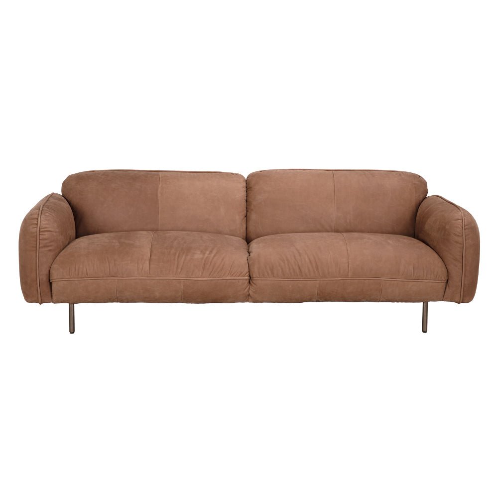 Noir Franklin Leather Sofa with Metal Frame Generously Padded for Modern Living Rooms SOF333BRL