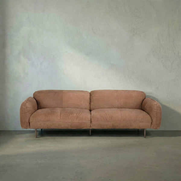 Franklin Leather Sofa with Metal Frame Generously Padded for Modern Living Rooms