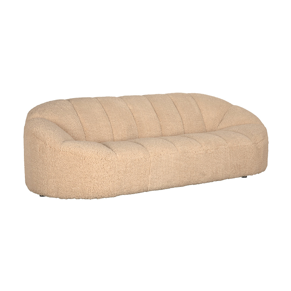 Noir Amadeus Plush Teddy Fleece Sofa Seats Three with Deep Cushions for Modern Living Rooms SOF334CMF