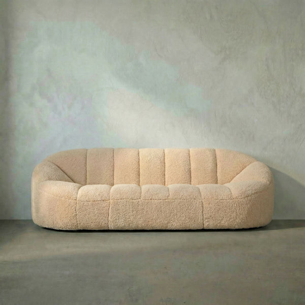 Amadeus Plush Teddy Fleece Sofa Seats Three with Deep Cushions for Modern Living Rooms
