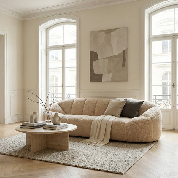 Amadeus Plush Teddy Fleece Sofa Seats Three with Deep Cushions for Modern Living Rooms