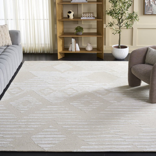 Safavieh Soho Hand-Tufted Wool Viscose Runner Rug with Geometric Relief for Hallways 8'-0" x 10'-0" SOH177A-8