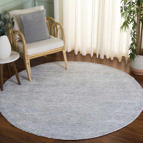 Safavieh Soho Hand Tufted Round Rug Wool Viscose Blend Distressed Linear Blue Ivory SOH178M-6R