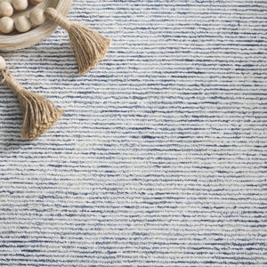 Safavieh Soho Hand Tufted Viscose Wool Area Rug Striated Blue Ivory Square Plush Sheen SOH178M-6SQ