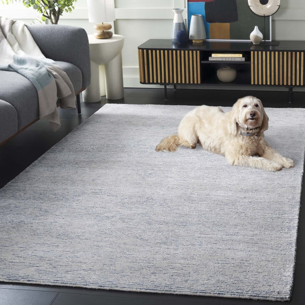 Safavieh Soho Hand Tufted Wool Viscose Area Rug Blue Ivory Linear Pattern for Living Room SOH178M-6