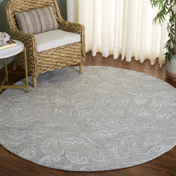 Safavieh Soho Hand Tufted Botanical Leaf Runner Rug in Viscose Wool Blend for Hallways 6'-0" x 6'-0" - A SOH179Y-6R