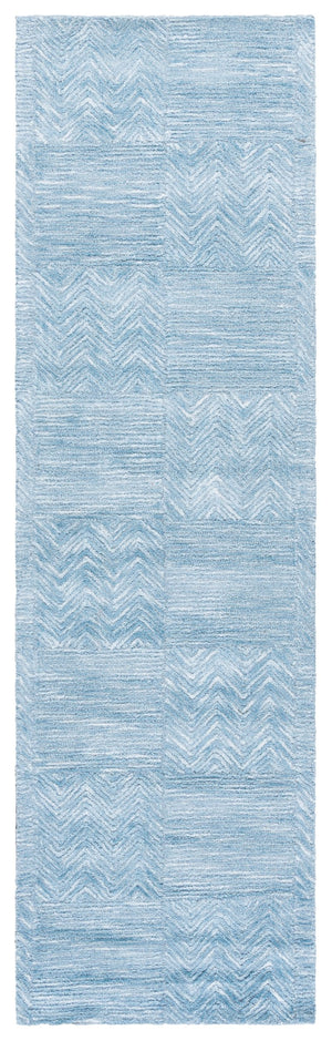 Safavieh Soho Hand-Tufted Light Blue Runner With Geometric Herringbone Motif — Soft Viscose-Wool Sheen, Durable Elegance 2'-3" x 8'-0" SOH180L-28