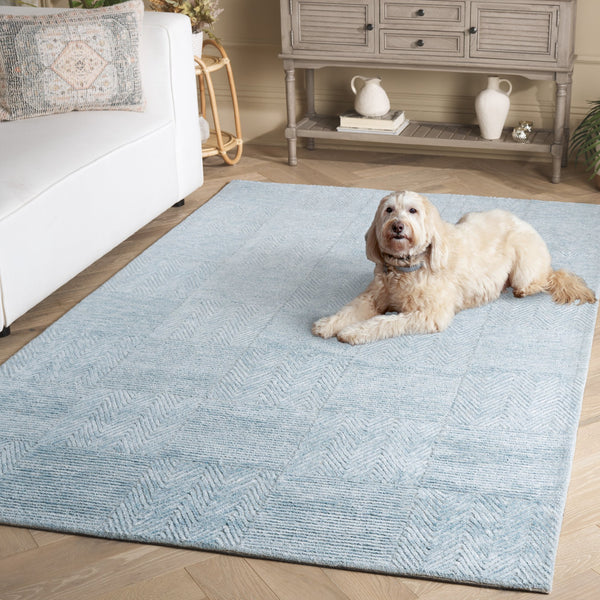 Safavieh Soho Hand-Tufted Light Blue Runner With Geometric Herringbone Motif — Soft Viscose-Wool Sheen, Durable Elegance 2'-3" x 8'-0" SOH180L-28