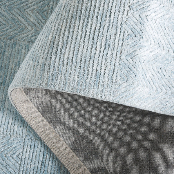 Safavieh Soho Hand-Tufted Light Blue Runner With Geometric Herringbone Motif — Soft Viscose-Wool Sheen, Durable Elegance 2'-3" x 8'-0" SOH180L-28