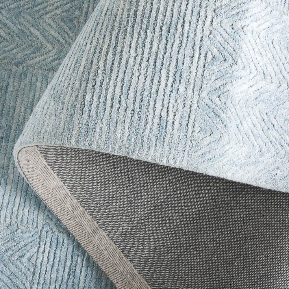 Safavieh Soho Hand‑Tufted Light Blue Area Rug With Subtle Chevron & Rectangular Motif, Plush Low Pile Elegance 4'-0" x 6'-0" SOH180L-4