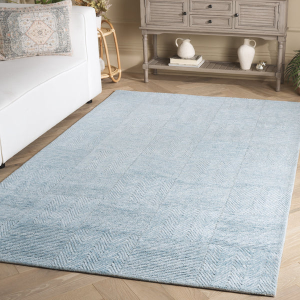 Safavieh Soho Hand-Tufted Light Blue Chevron Rug — Luxurious Viscose-Wool Blend, Low Pile, Modern Chic 3'-0" x 5'-0" SOH180L-3