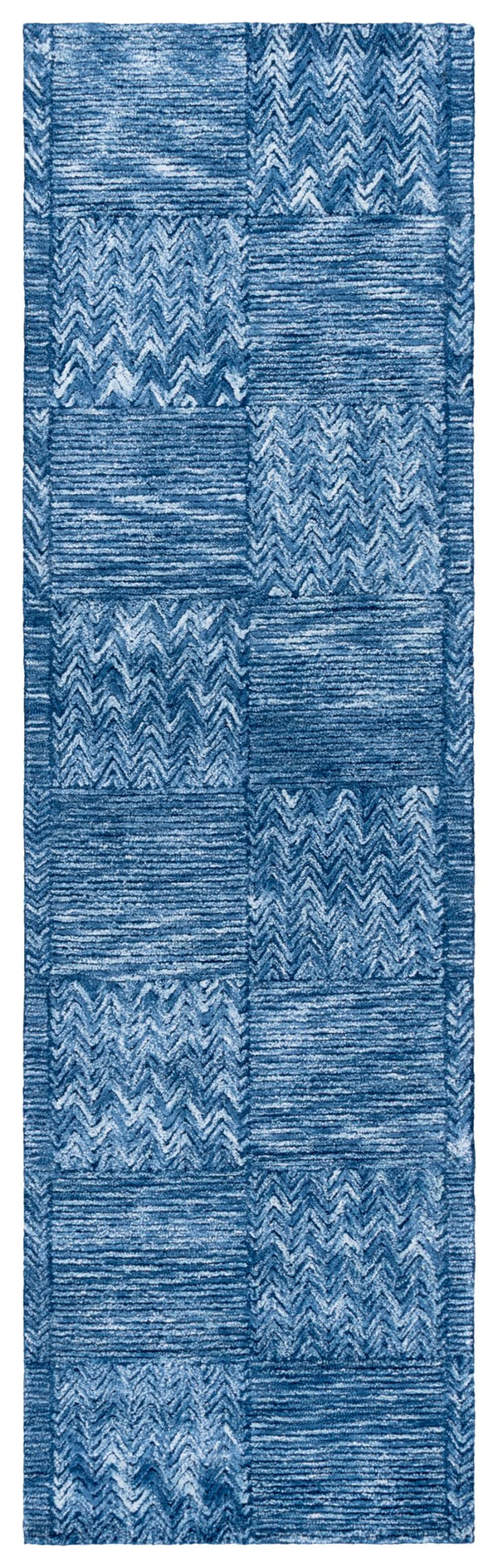 Safavieh Soho Hand-Tufted Dark Blue Ivory Rug With Herringbone Geometric Design, Plush Viscose-Wool Blend Elegance 3'-0" x 5'-0" SOH180M-3