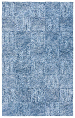 Safavieh Soho Hand-Tufted Dark Blue Ivory Rug With Herringbone Geometric Design, Plush Viscose-Wool Blend Elegance 3'-0" x 5'-0" SOH180M-3