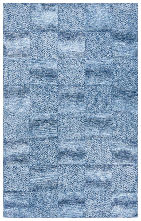 Safavieh Soho Hand-Tufted Dark Blue Ivory Rug With Herringbone Geometric Design, Plush Viscose-Wool Blend Elegance 3'-0" x 5'-0" SOH180M-3