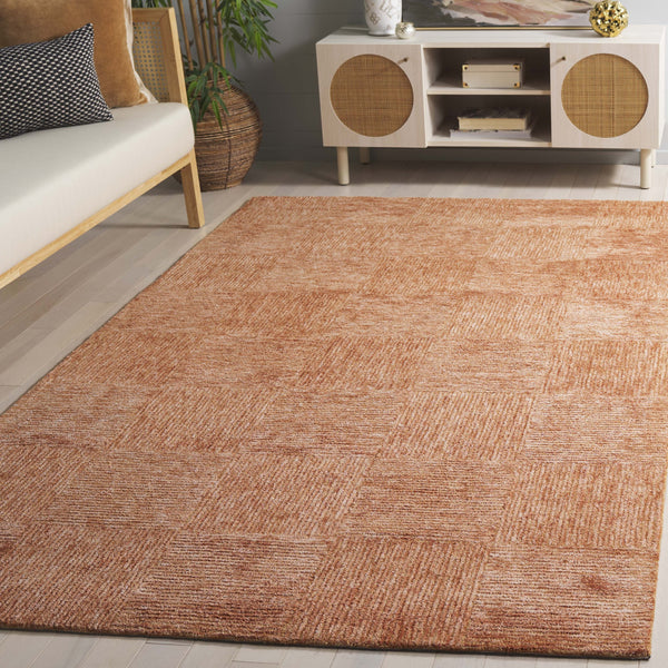 Safavieh Soho Hand-Tufted Rust Runner Rug With Geometric Grid Pattern, Viscose-Wool Blend For Hallways 2'-3" x 8'-0" SOH182P-28
