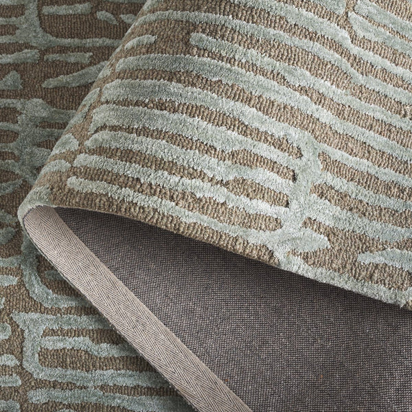 Safavieh Soho Hand-Tufted Green Brown Area Rug — Low-Pile Viscose-Wool Blend For Modern, Cozy Interiors 6'-0" x 9'-0" SOH184Y-6