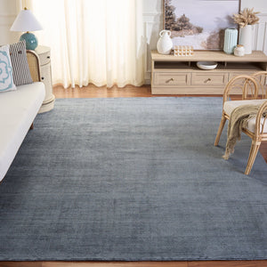 Safavieh Soho Round Blue-Grey Area Rug — Low-Profile Viscose-Cotton Blend, Minimalist Modern Accent Rug 6'-0" x 6'-0" SOH201M-6R