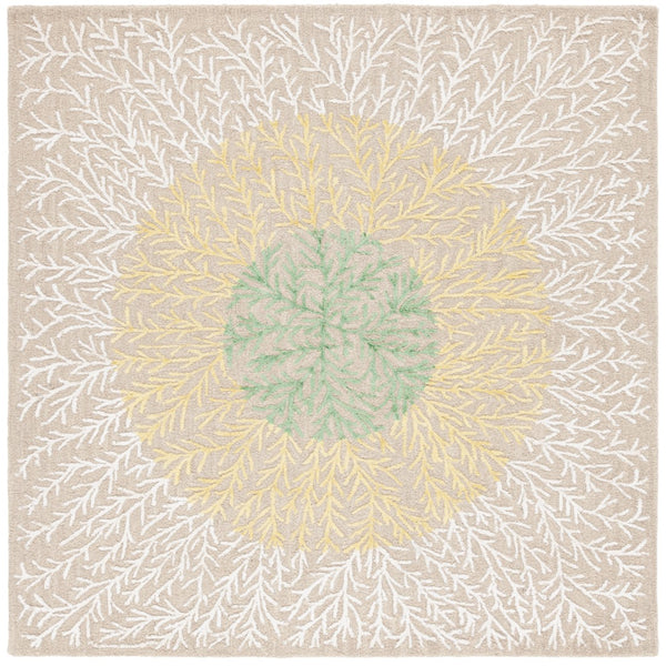 Safavieh Soho 257 Hand Tufted Floral Rug Beige / Yellow 6' x 6' Square