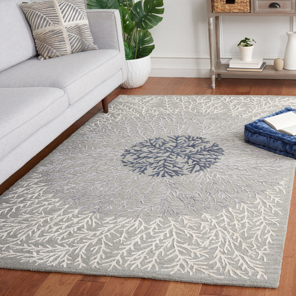Safavieh Soho 257 SOH257 Hand Tufted Floral Rug Grey / Ivory SOH257F-5