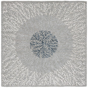 Safavieh Soho 257 Hand Tufted Floral Rug Grey / Ivory 6' x 6' Square