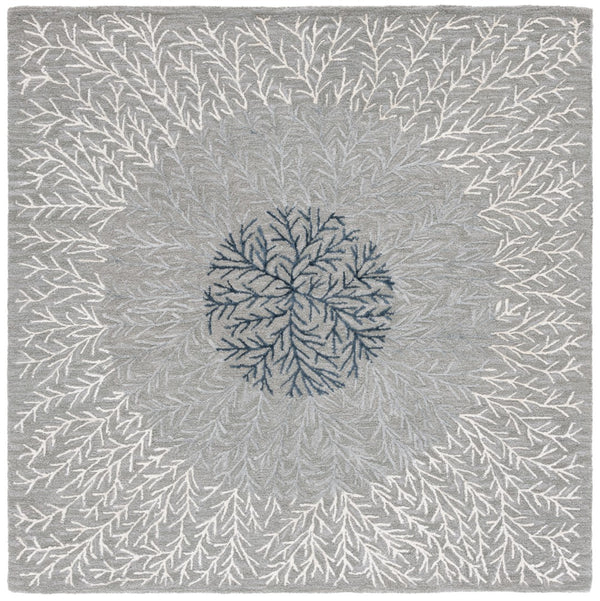 Safavieh Soho 257 Hand Tufted Floral Rug Grey / Ivory 6' x 6' Square