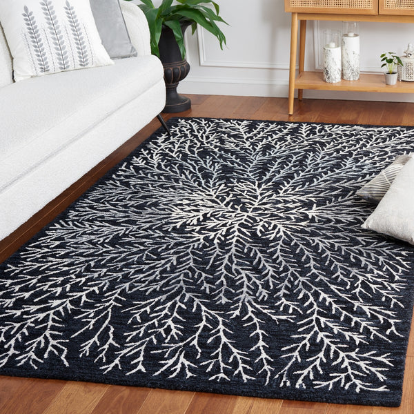 Safavieh Soho 257 SOH257 Hand Tufted Floral Rug Black / Ivory SOH257Z-5