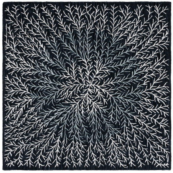 Safavieh Soho 257 Hand Tufted Floral Rug Black / Ivory 6' x 6' Square