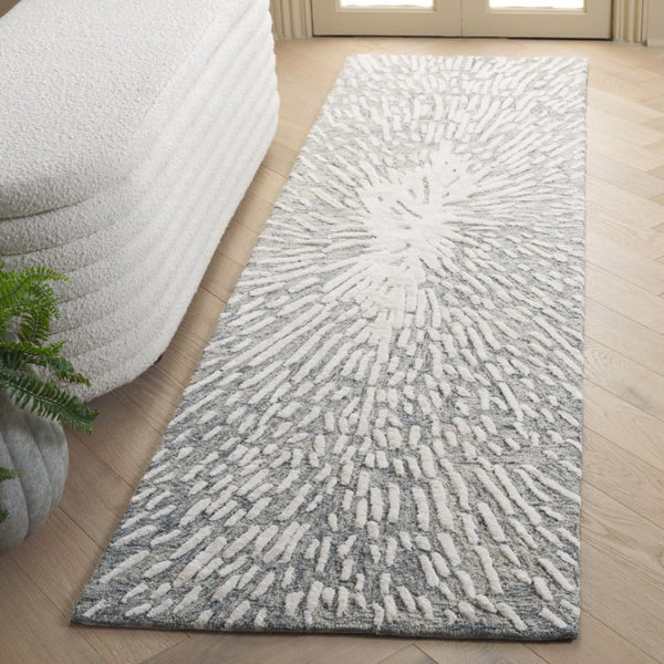 Safavieh Soho Hand-Tufted Wool Viscose Runner Rug Abstract Grey Ivory for Hallway or Bedroom 2'-3" x 8'-0" SOH275F-28