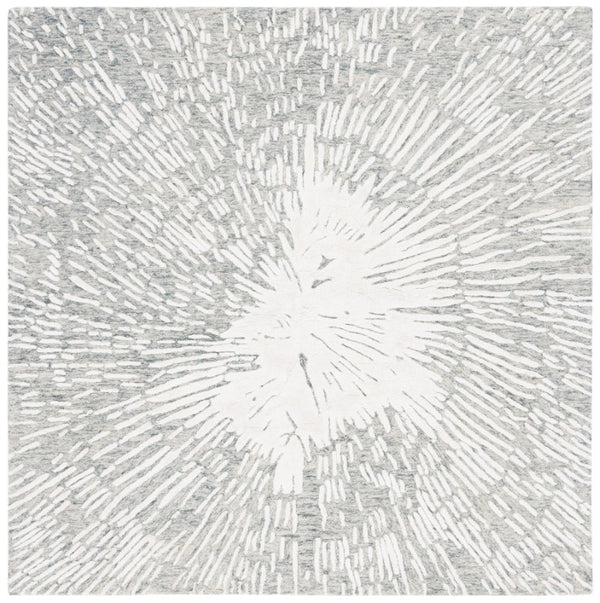 Safavieh Soho Hand-Tufted Wool Viscose Runner Rug Abstract Grey Ivory for Hallway or Bedroom 6'-0" x 6'-0" SOH275F-6SQ