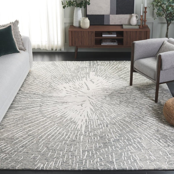 Safavieh Soho Hand-Tufted Wool Viscose Runner Rug Abstract Grey Ivory for Hallway or Bedroom 8'-0" x 10'-0" SOH275F-8